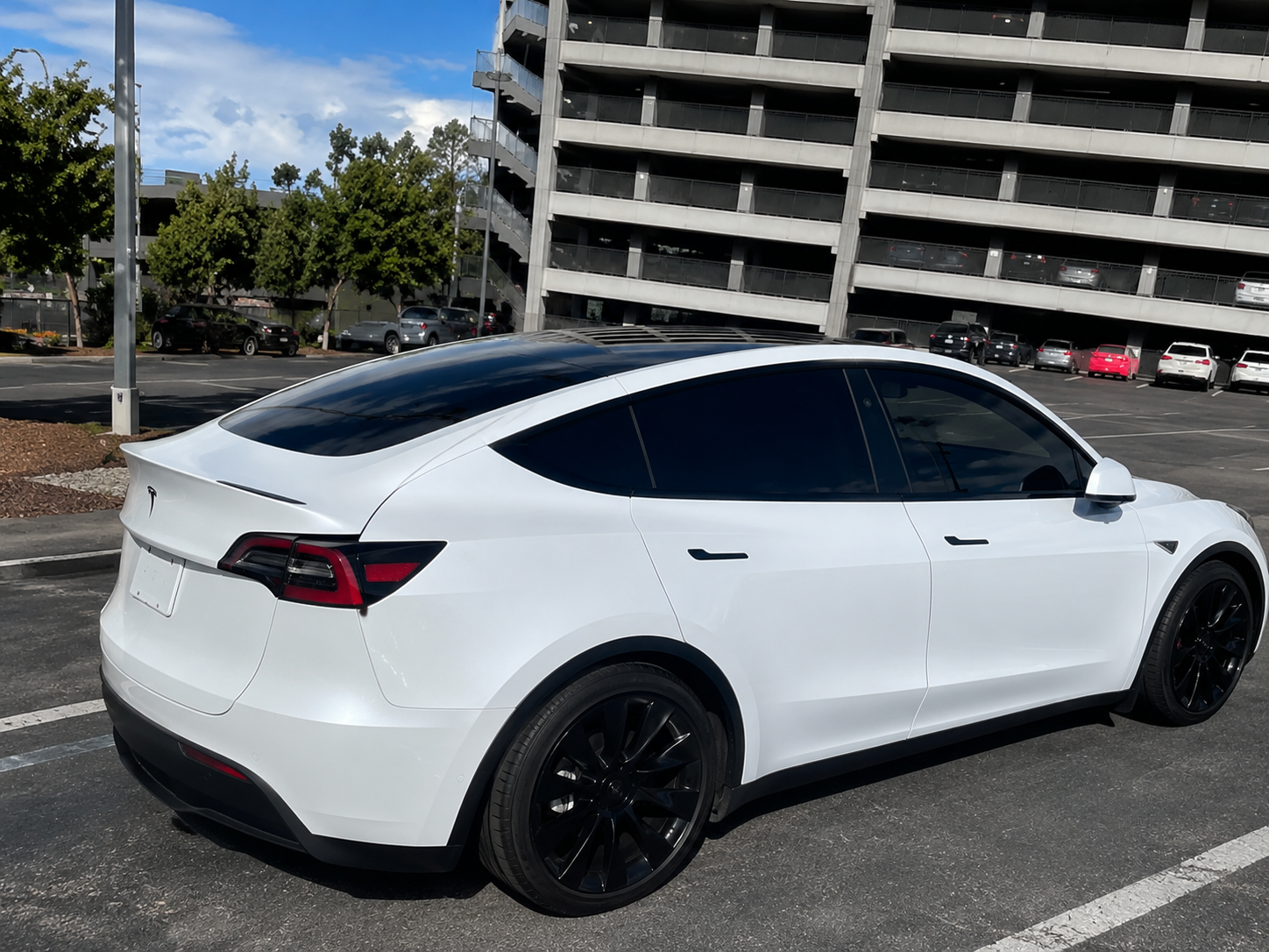 White Tesla with professional window tint in San Francisco